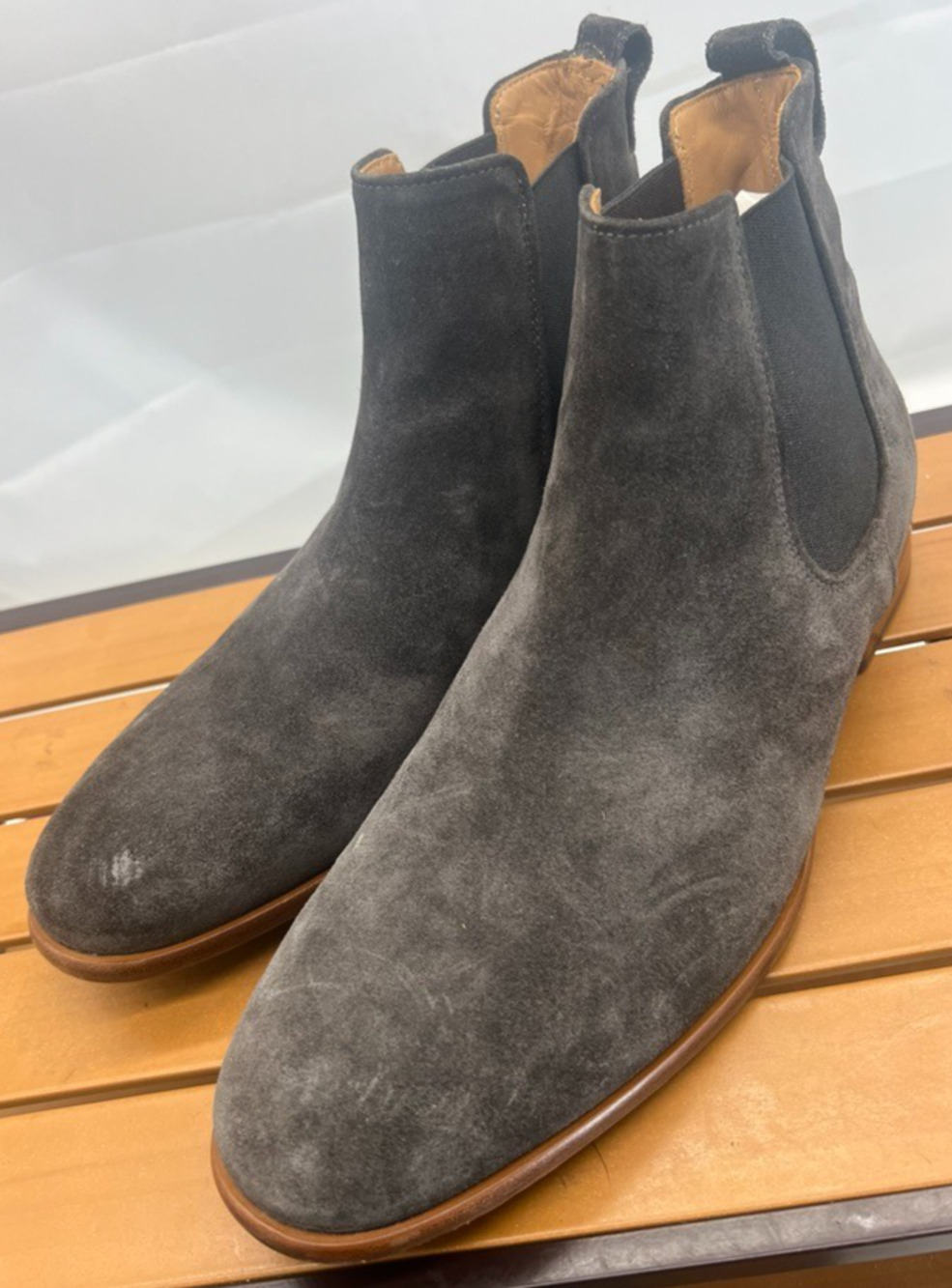 Mens Vince Aldous Chelsea Boots Slate Grey Suede 11.5 Made in Italy
